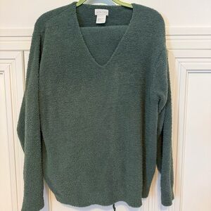 Softies Women's sage green V-Neck Sweater loungewear set